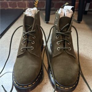 Doc martens olive suede combat boots - fit like size 8 IMO
